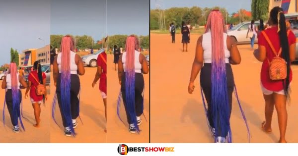 University girl goes viral on social media after she was spotted with long colored hair on campus