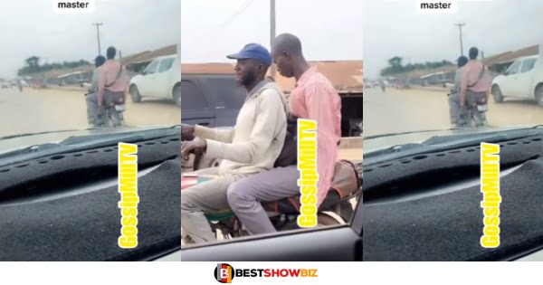 Rich man spots his former JHS headmaster who maltreated him riding Okada whiles he was driving a push car, see what he did (video)