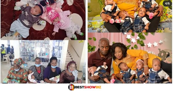 "God has been good to me"- Lady reveals for welcoming quadruplets after 12 years without kids in her marriage.