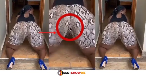 Lady almost disgraces herself after the holes in her shorts displayed her 'vj@y' as she dance (video)