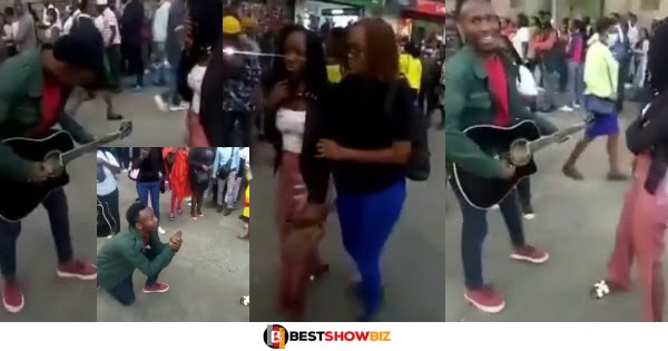 Man shuts down busy streets just to propose to his girlfriend, but she said "NO" (video)