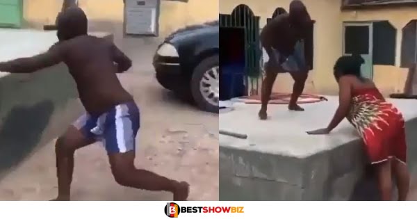 Watch video of a man running away from his wife after several rounds of sekz (video)