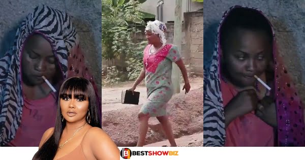 Multi-talented Nana Ama Mcbrown spotted smoking moments after preaching against it (video)