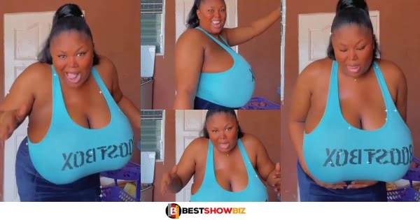 Lady with the biggest 'melons' in Ghana, queen Paticia, causes stir on social media with a new video (watch)