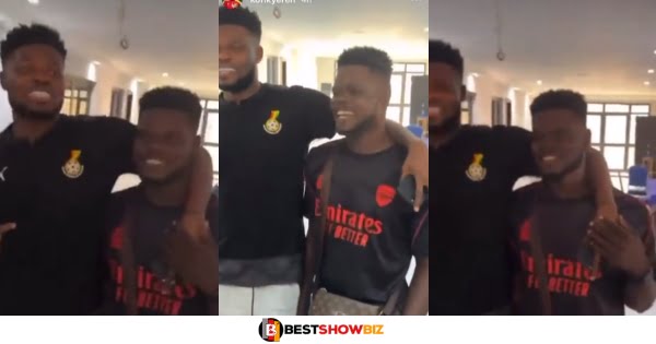 Black stars players roll on the floor with laughter after Thomas Partey met his look-alike (video)
