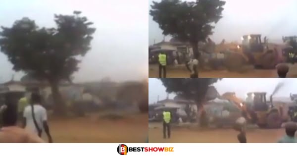 Wonders shall never end; a Tree In Volta refuses to be cut down even after a caterpillar was brought to pull it down (video)