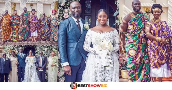Beautiful Traditional And White Wedding Photos of Akufo-Addo's Daughter and Kofi Jumah's Son Surfaces