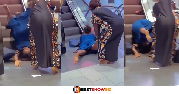 Moment woman Falls and Somersaulted after Stepping on Escalator (Video)