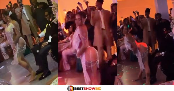 Video: Bride's G-string 'Dross' goes viral after giving the groom a lap twɛrking at their wedding