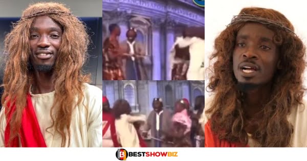 Ghana Jesus fights on stage after salinko slapped him hard which was not part of the play (video)