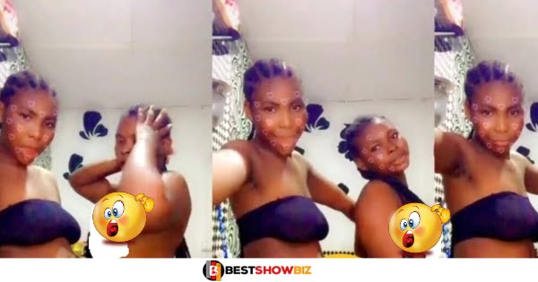 Two ladies show their 'akosua kuma' on Facebook live whiles dancing