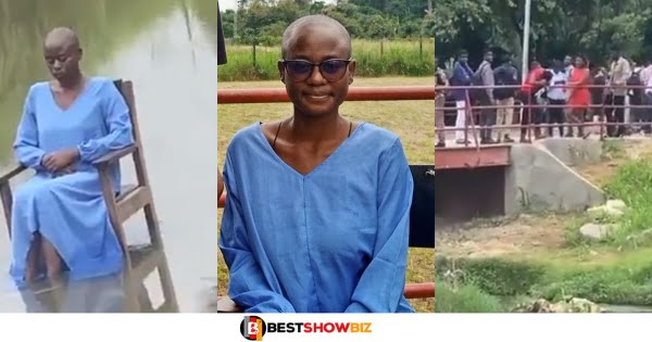Fear grips KNUST students after they spotted a female student in a river doing rituals (video)