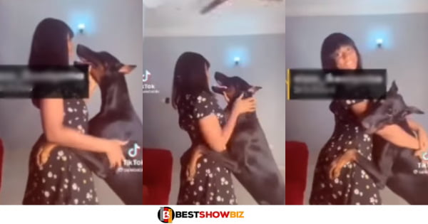 Lady spotted playing romance with her dog (watch video)