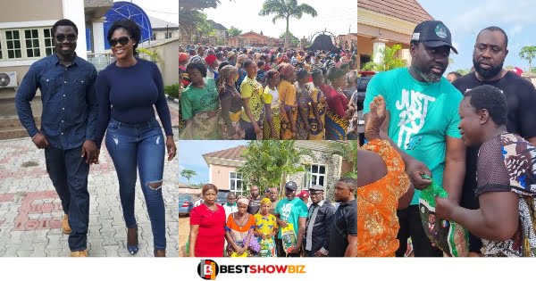 Kind Hearted Husband Of Mercy Johnson Donates To Widows, Video Of Him Dancing With Them Surfaces Online.