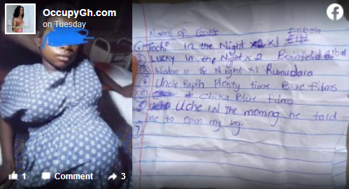 11-year-old girl writes names of men who have slept with her on paper