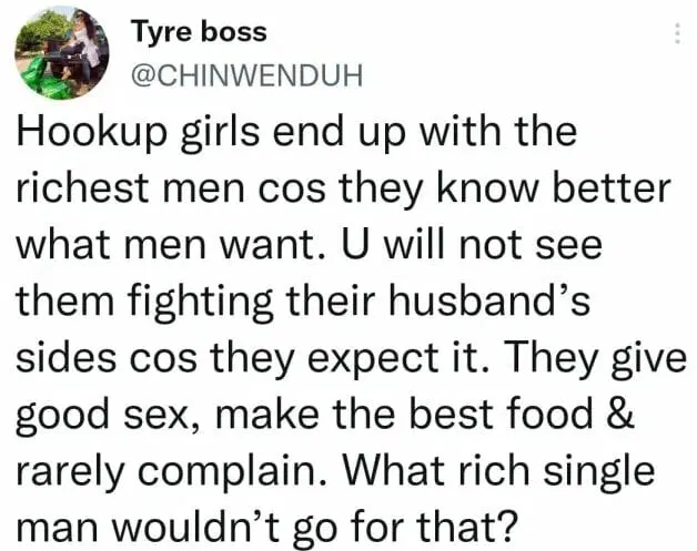 "We know how to treat men right, that is why rich men always want us"- H()0k up girl reveals