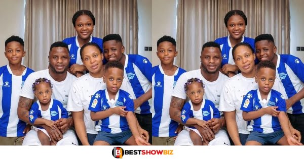 Mubarak Wakaso shares beautiful images of his wife and children on social media (photo)