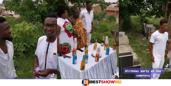 2 Ghanaian Men Celebrate Their Birthday Party At Cemetery - Video