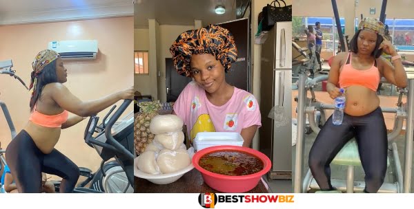 Photos: Lady who eats food on camera to entertain followers cries out as she gains weight