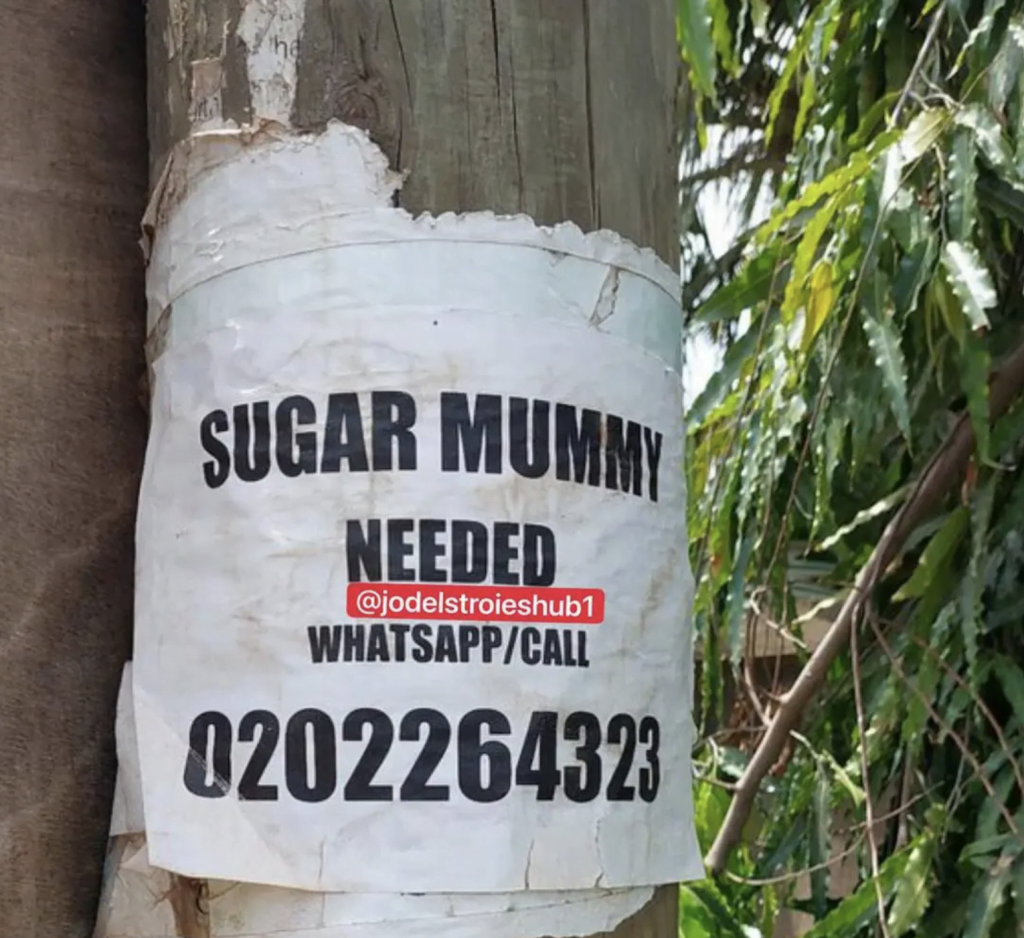 "Sugar mummy needed"- Young man prints posters and paste them in town to advertise that he wants a sugar mummy