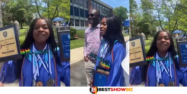 (Video) Proud Kennedy Agyapong Smiles As His Daughter Receives 7 Out Of 8 Awards At Graduation In USA
