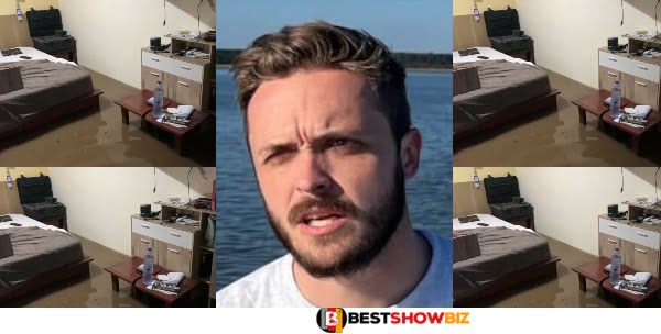 White Man Who Is In Ghana Cries Out As His Room Flooded (Video)