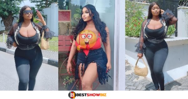 Ada La Pinky Displays Her Heavy Melons In New Photos As She Dazzles In Red Outfit