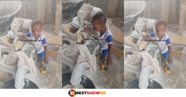 Child Labour Or Good Training? See what parents of a 3 years old boy made him do (watch video)
