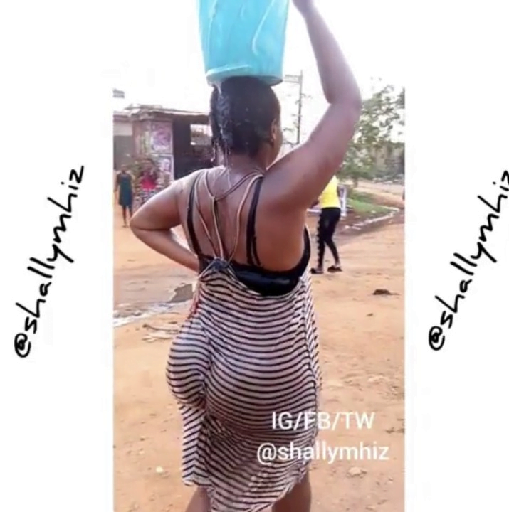 Slay queen who went to fetch water goes viral after tw3rk!ng with her wḕt clothes