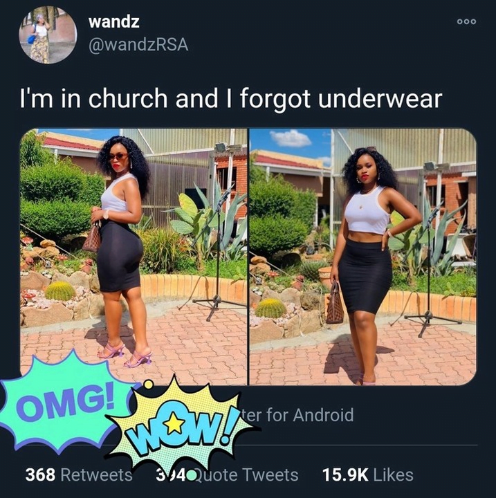 "I went to church forgetting to wear my pant!es"- Lady reveals sharing photos
