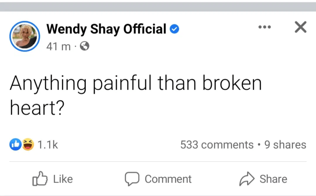 "Is there something more painful than broken heart??" - Wendy Shay asks