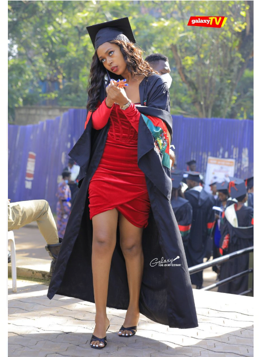 University Student Opens Her Leg Wide To Shows Her Things During Graduation