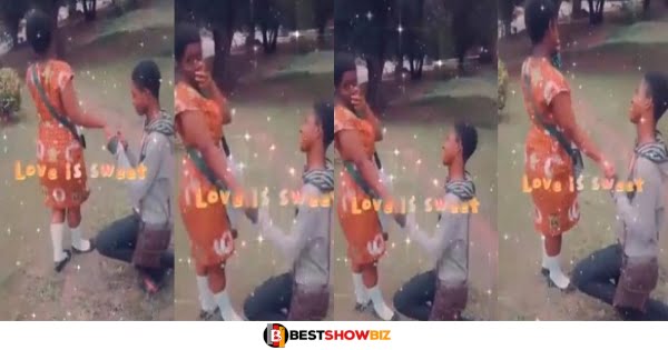 JHS boy proposes love to his crush after they Finished their BECE exams (video)