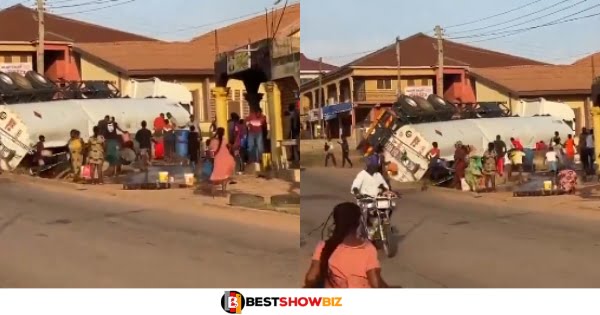 Ghanaians dont learn from what happened in the past: People rush to collect fuel after fuel tank accident (video)