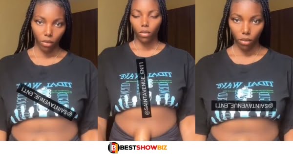 Lady shows her huge belly button in a Tiktok video
