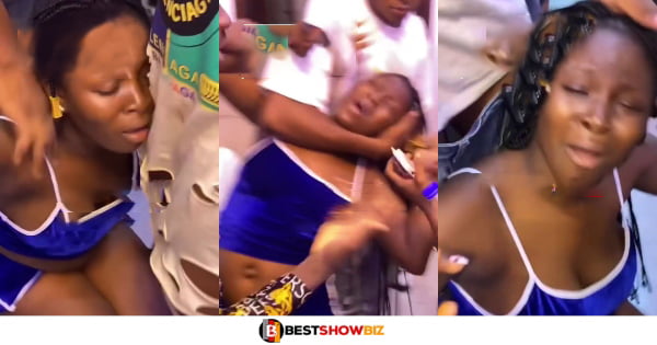 This is sad; See how this lady cried and behave after her heart was broken by her longtime boyfriend