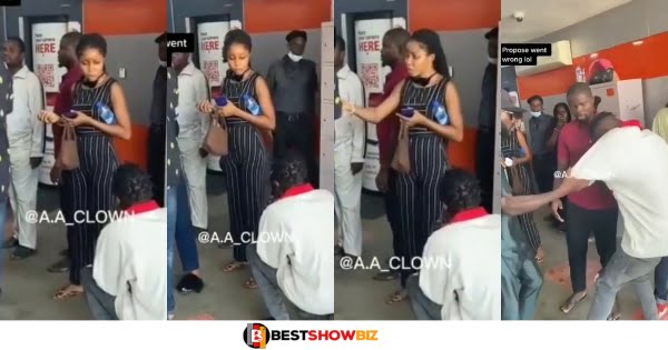 "I am the one who feeds you and you want me to marry your broke a5$"- Lady embarrasses boyfriend who proposed (watch video)