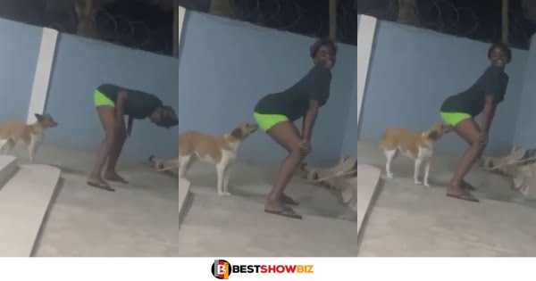 Lady spotted tw3rk!ing in the face of a dog which almost bit her (watch video)