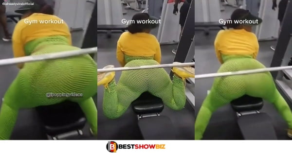 Slay queen causes confusion at the gym with her big nyἆsh and unusual workout style (watch video)