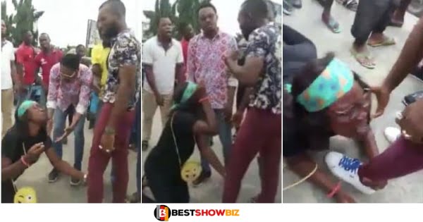 See the embarrassment that happened when a lady knelt down to propose to her boyfriend in public
