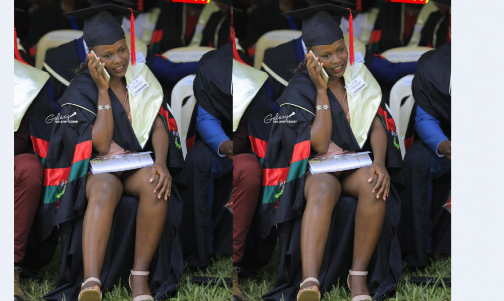University Student Opens Her Leg Wide To Shows Her Things During Graduation