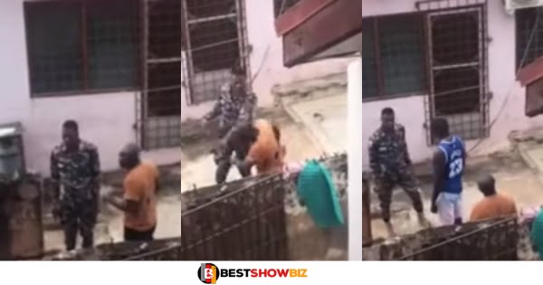 (Watch Video) policeman slaps his neighbor and arrests him for abusing his own wife