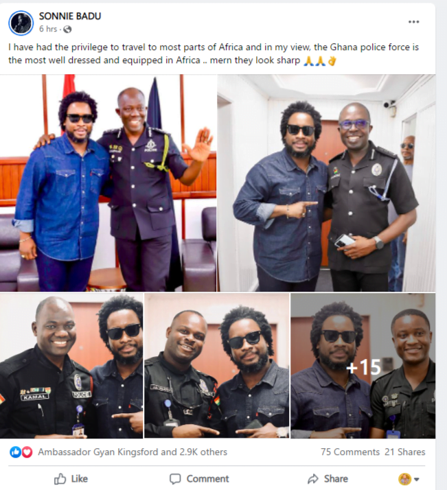 "Ghana Police are the best-dressed Police officers In the world"- Sonnie Badu