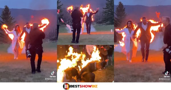 Newly wedded couple sets themselves on fire just to get an Epic Photoshoot (watch video)