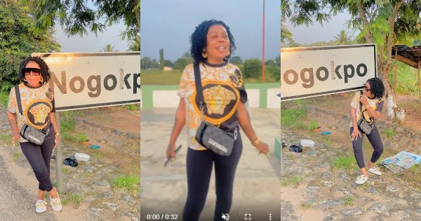 Afia Schwarzenegger spotted at Nogokpo (volta region) after her issues with chairman wontumi (photos + videos)