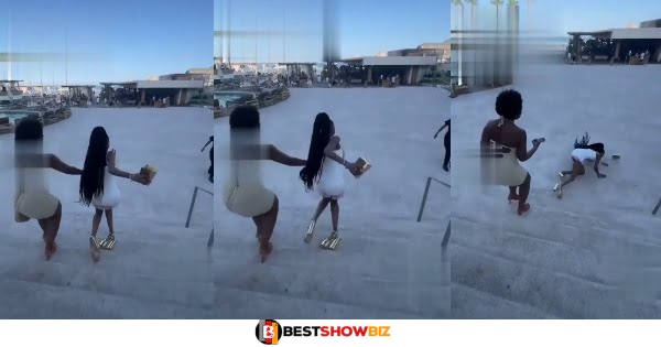 Nana Kafra: Reactions as Lady in high heels stumbles and falls flat (Video)