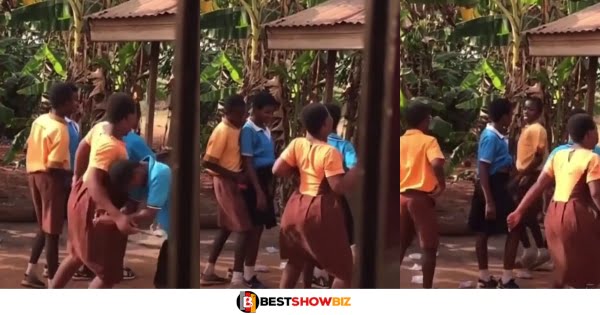 Primary school students spotted doing what grown-ups do at the back of their schoolyard (watch video)