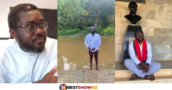 See Reactions as Oliver Barker-Vormawor Travels To Nkrumah's Home Town To Bath In The Black River