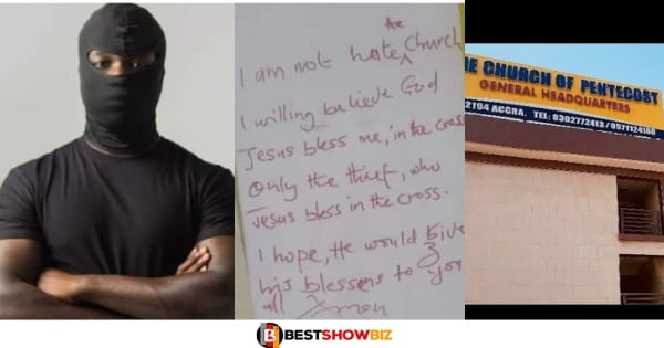 Thief Leaves Emotional Note After Stealing From The Church Of Pentecost