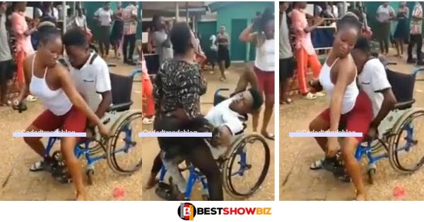 VIDEO: Crippled Man Nearly 'Comes' While Slay Queens grind Him